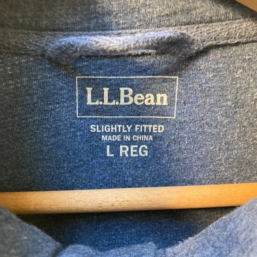 L.L. Bean Mid Blue / Grey Snap T Pocket Pull Over Cotton Sweater Size Large